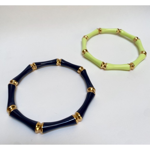 Pair of Enamelled Bamboo Bangle Bracelets - Picture 2 of 4